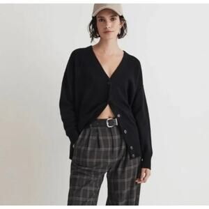 Madewell Harlow Black Oversized V-Neck Cardigan NWT Size XS